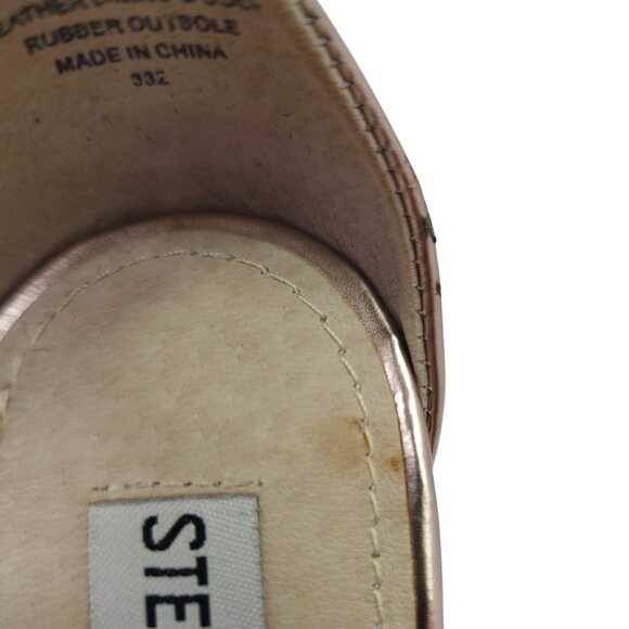 Steve Madden Women's "Stecy" Metallic Rose Gold Strapped Sandals - Picture 10 of 12